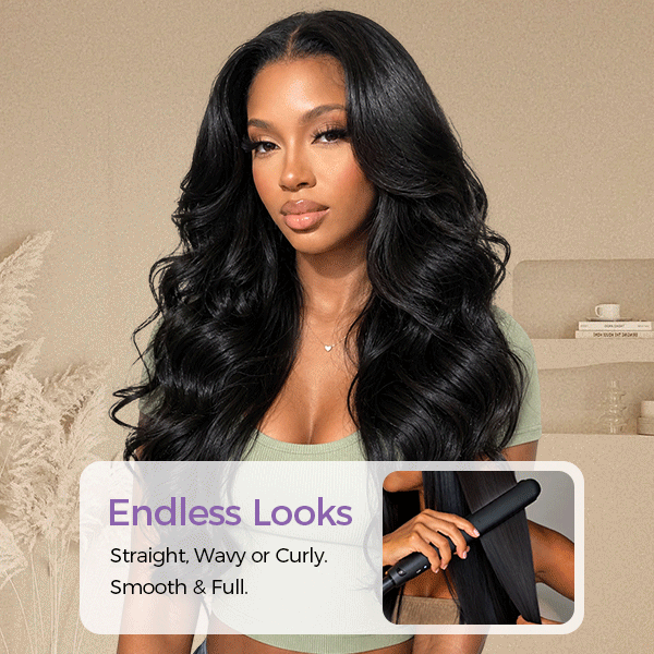 OQ HAIR Body Wave 100% Human Hair 3 Bundles With 4x4 Hand Tied Closure