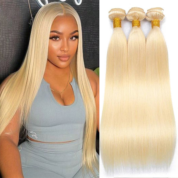 Straight 613 Bundles Human Virgin Hair No Split & Full End Blonde Color Hair Bundles