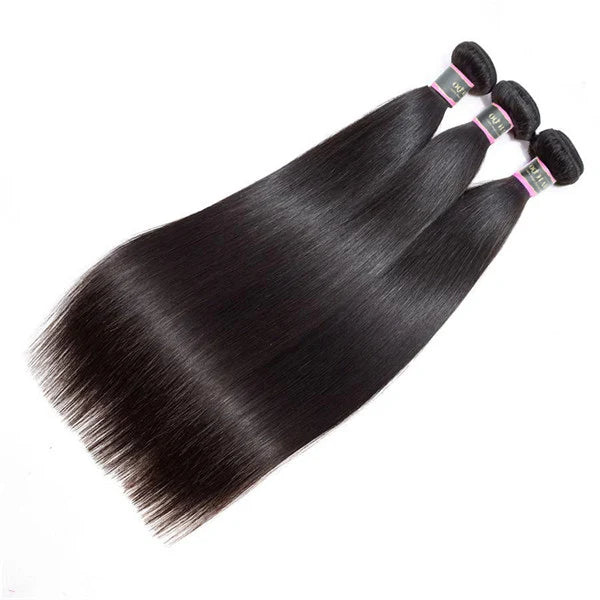 Straight Virgin Human Hair 3 Bundles With 2x6 Deep Parting HD Lace Closure