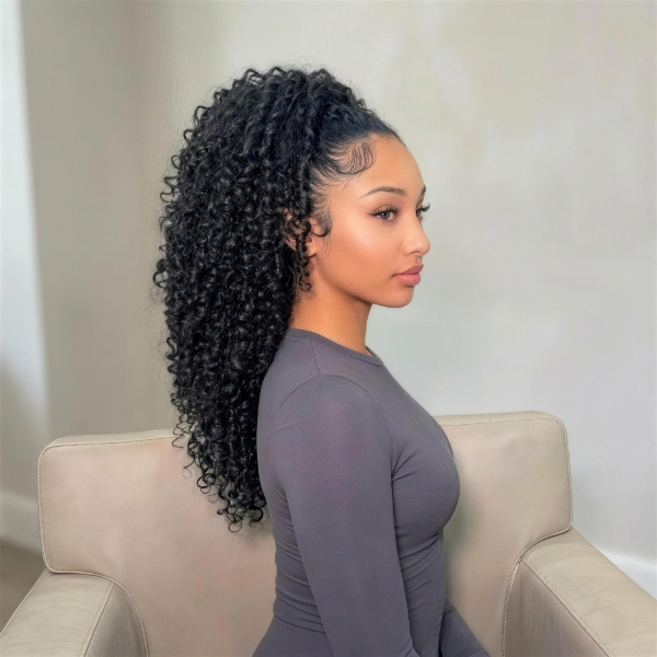 Burmese Curly Ponytail Thick Volume Quick Wrap Natural Hair Unit