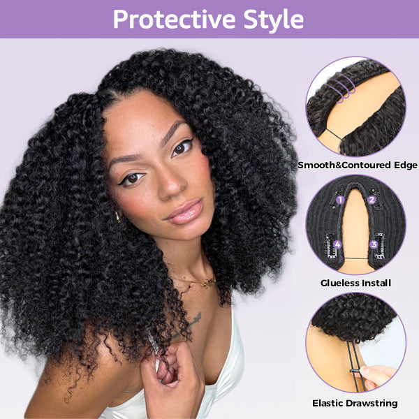 OQ HAIR Pixie Curly V Part Wig Glueless No Leave Out Beginner Friendly Quick Install