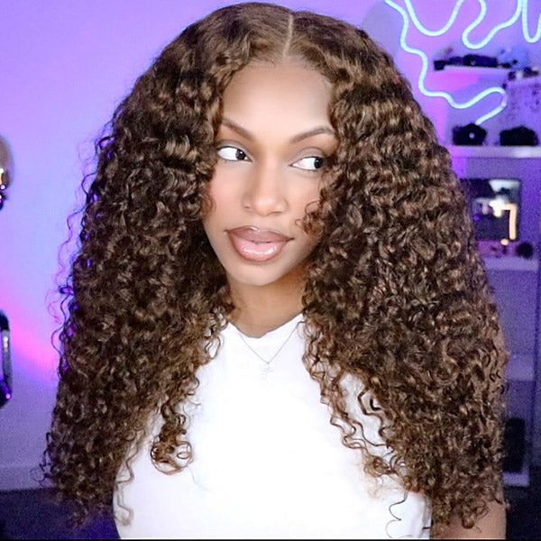 OQ HAIR Glueless Chocolate Brown/99J Color Burmese Curly 9x6 Lace Wear Go Wig