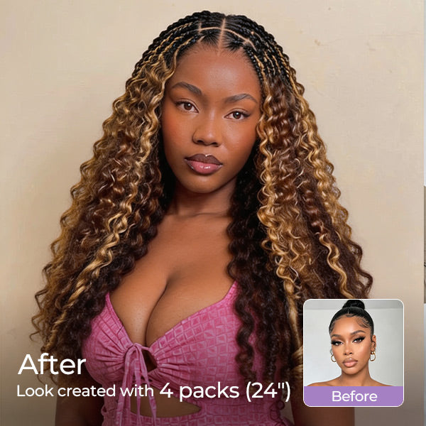 24H Shipping | OQ HAIR Highlight 4/27 Burmese Curly Crochet Hair Miracle Knots Protective Style