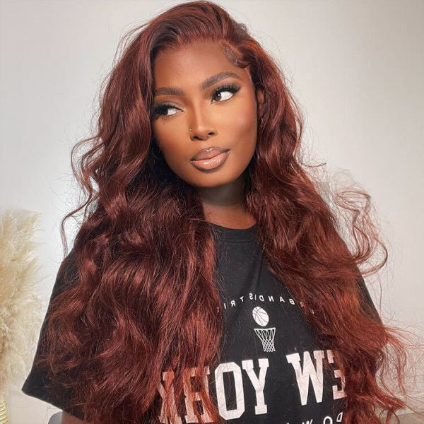 Reddish Brown Colored Wig Body Wave Glueless HD Lace Wig