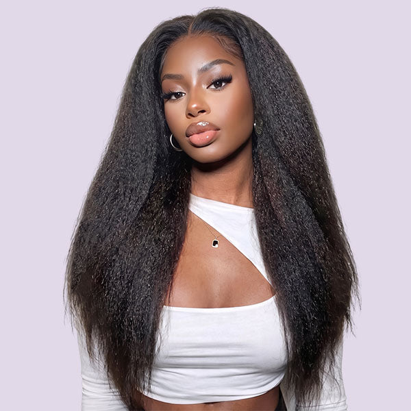 Kinky Straight V Part Wig Beginner Friendly No Glue Needed Seamless Blend