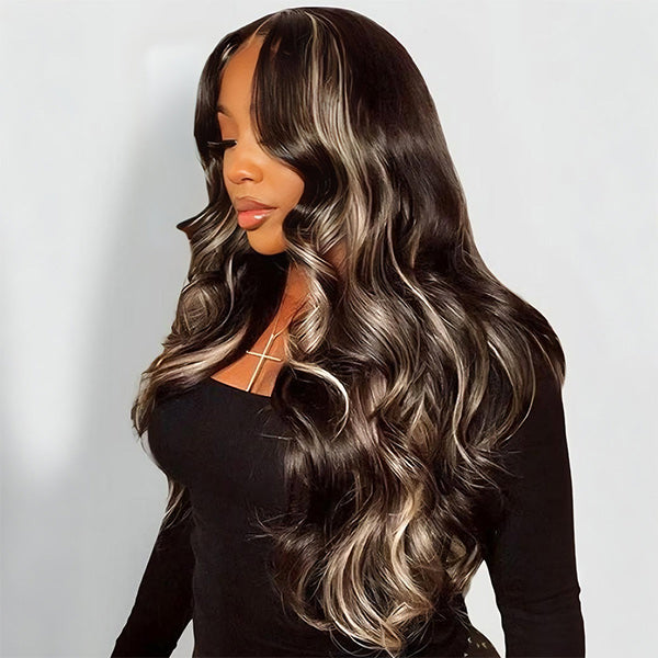24h Ship Out | OQ HAIR Butterfly Pre-Styled Balayage Brown Color Layered Body Wave Adjustable Drawstring Wear Go Glueless Wig With Bleached Knots