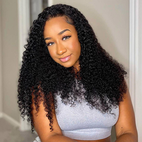OQ HAIR Bouncy Look Kinky Curly Crochet Human Hair Tangle Free For Natural Boho Braids