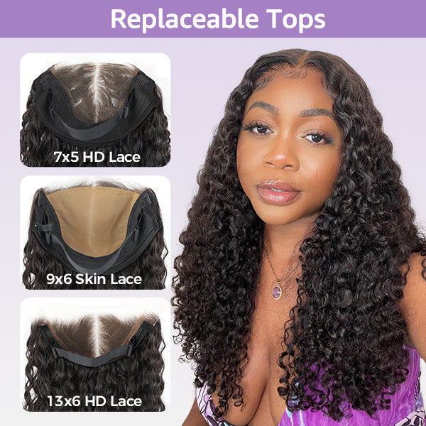 OQ Hair Water Wave Replaceable Zip Lace Tops For Block Wig