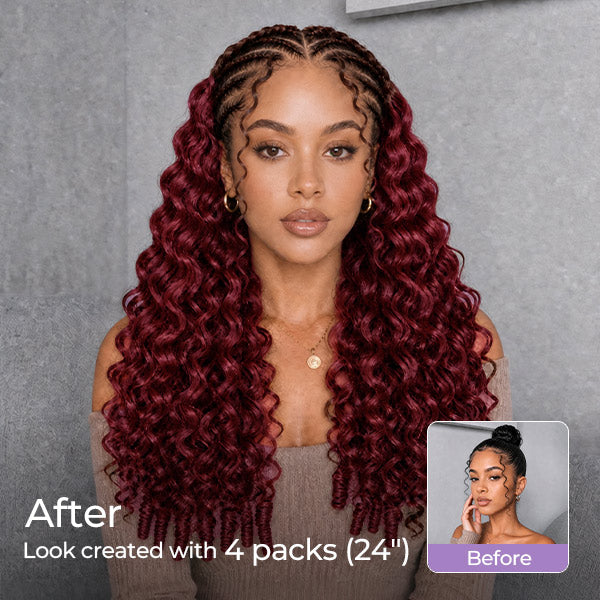 24h Shipping | OQ HAIR 99J Burgundy Burmese Curly Crochet Hair Weightless Seamless Natural Looking Pieces