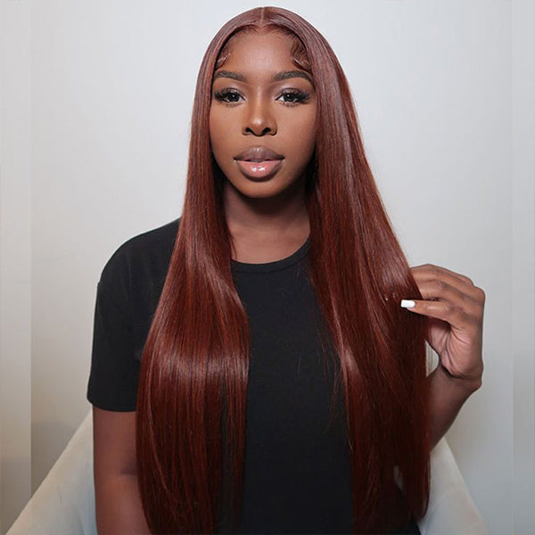 reddish brown buss down wig