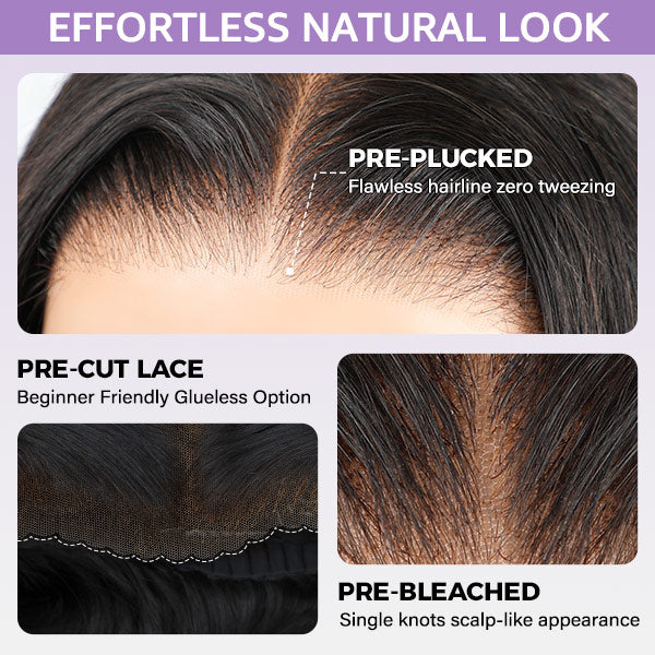 OQ HAIR Glueless Layered Yaki Straight Bob Wear Go Wig Pre-Cut 9x6 T Part Lace With Snug Fit Drawstring