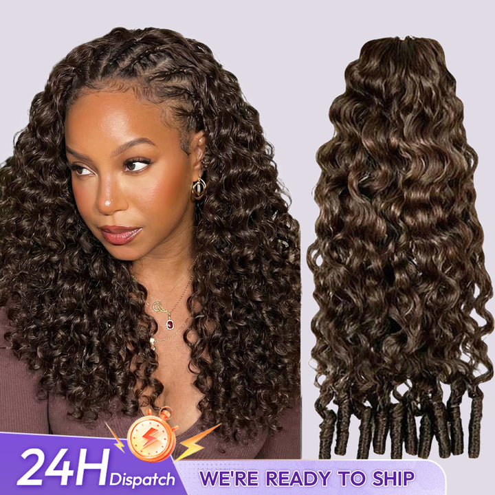 24H Shipping | OQ HAIR #4 Chocolate Brown Burmese Curly Human Hair Knotless Crochet Hair Reusable Easy Install