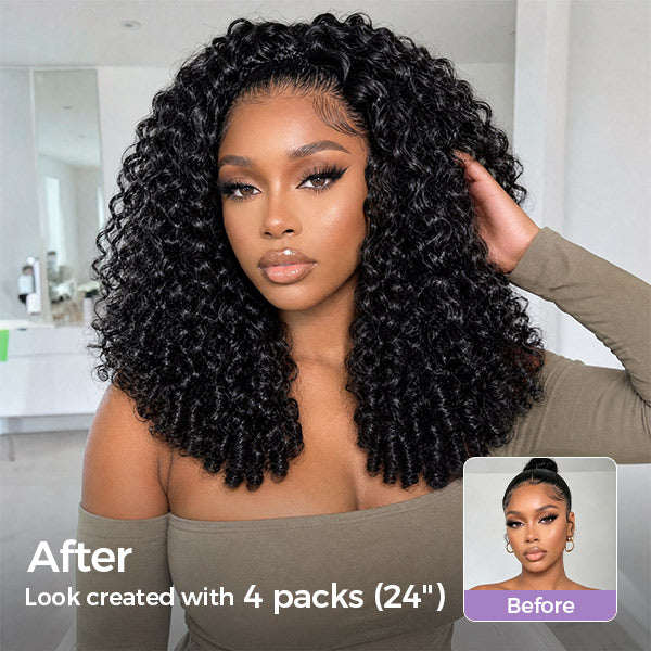 24h Shipping | OQ HAIR Premium Burmese Curly Human Hair Feather Crochet Hair Pre-Separated Protective Style