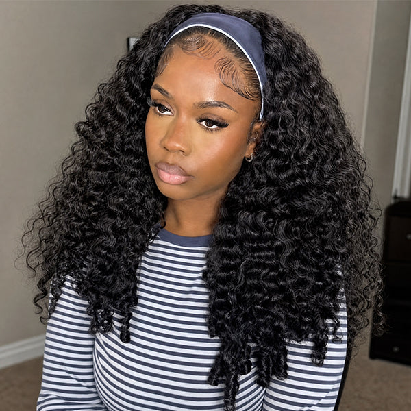 OQ HAIR Glueless Burmese Curly Headband Wig Gym Friendly Easy Install Low Maintenance