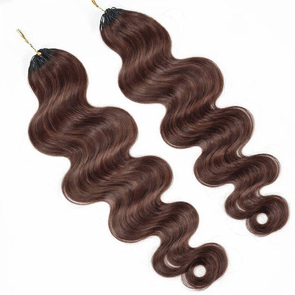 OQ HAIR Body Wave Chocolate Brown Crochet Human Hair Lightweight & Reusable Beginner Friendly Style
