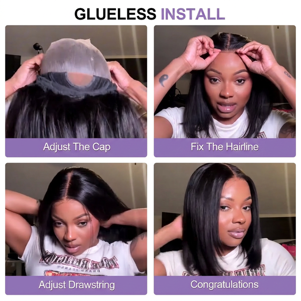 24h Shipping | OQ HAIR 9x6 Tpart Wear Go Layered Cut Bob Yaki Straight Wig Deep Part Lace Glueless Wig With Drawstring