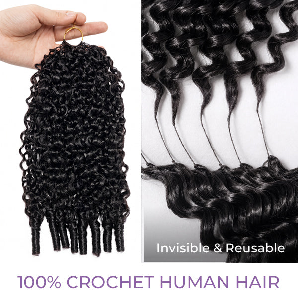 24h Shipping | OQ HAIR Premium Burmese Curly Human Hair Feather Crochet Hair Pre-Separated Protective Style