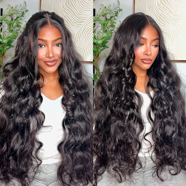 OQ HAIR Body Wave Adjustable Drawstring Wear Go Glueless Wig Pre-Cut 13x6 HD Lace With Bleached Knots