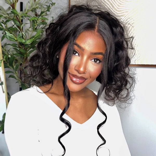OQ HAIR Body Wave Adjustable Drawstring Wear Go Glueless Wig Pre-Cut 13x6 HD Lace With Bleached Knots