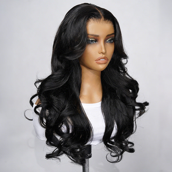 OQ HAIR Pre-Styled Butterfly Cut Layered Yaki Body Wave Glueless Custom Snug Fit Wear Go Wig