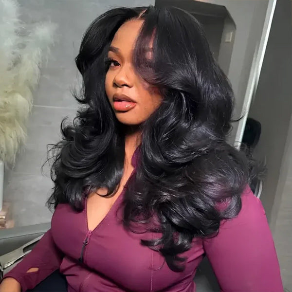 OQ HAIR Pre-Styled Butterfly Cut Layered Yaki Body Wave Glueless Custom Snug Fit Wear Go Wig
