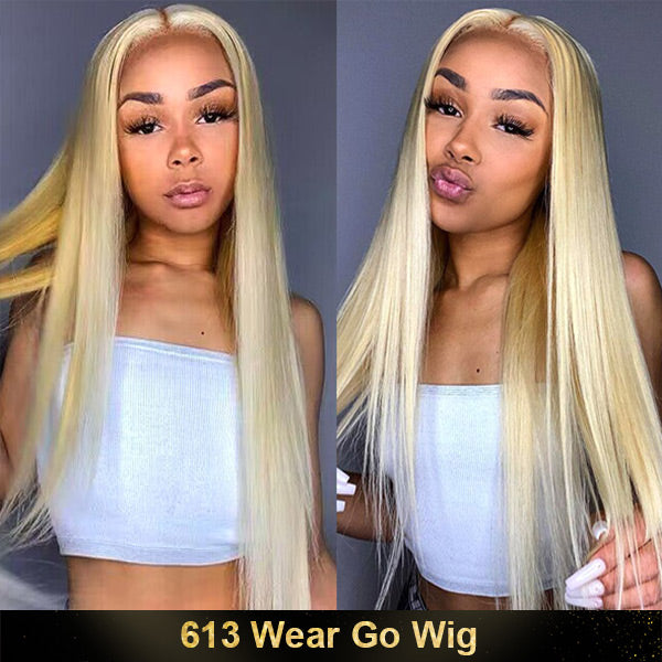 Pre-cut Lace Wig Straight Hair 613 Blonde Wear Go Glueless Wig 4x6 HD Lace Wig Preplucked with Natural Hairline