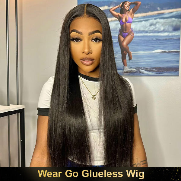 OQHAIR Pre-plucked Silky Straight Wear Go Glueless Wigs Pre Cut 4x6 HD Lace Closure Wigs