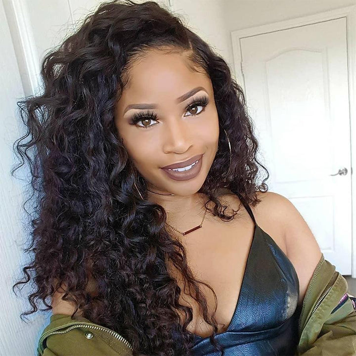 OQ HAIR Loose Deep Wave Virgin Human Hair 4x4 Lace Closure Wigs Pre-plucked Natural Hairline