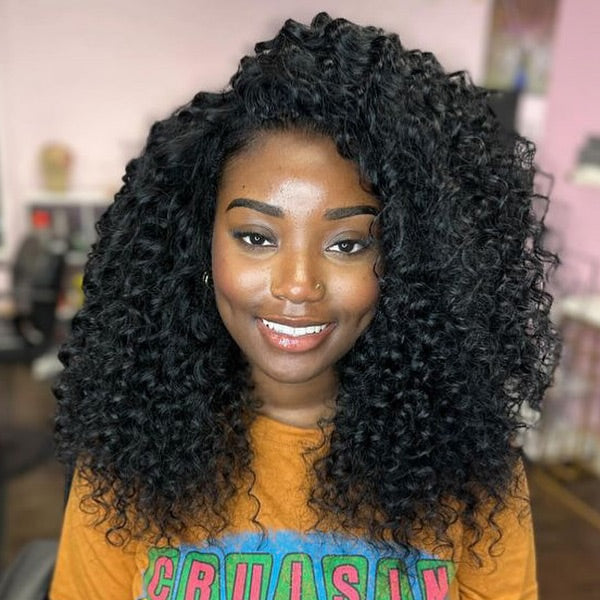 Deep Wave Soft Seamless Crochet Hair Natural Black Human Hair Extension
