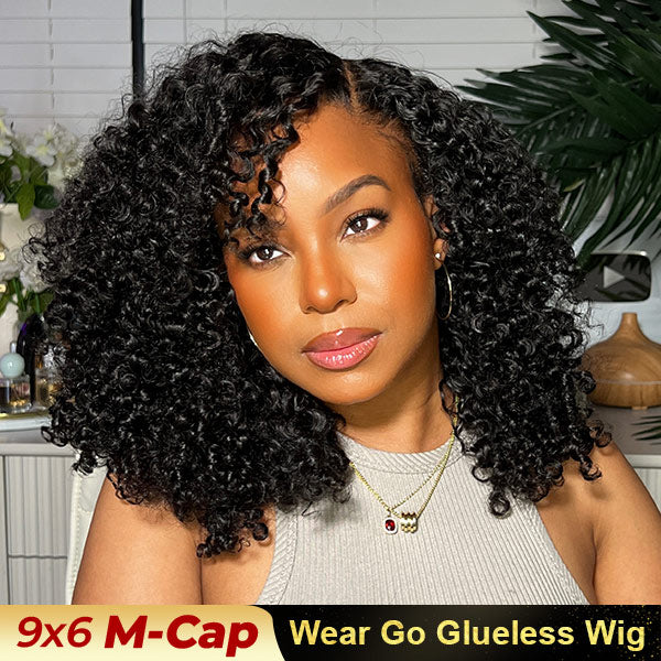 OQ HAIR M-Cap Kinky Curly Wear Go Wigs Bleached Knots Pre Cut 9x6 HD Lace Glueless Human Hair Wigs For Women
