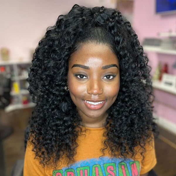 Deep Wave Soft Seamless Crochet Hair Natural Black Human Hair Extension