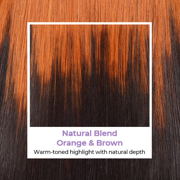 OQ HAIR Layered Straight Orange Highlight Brown Natural Blend Color Pre-cut 7x5 Lace Wear Go Glueless Wig With Adjustable Drawsting