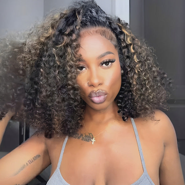 Flash Sale| Water Wave Balayage Highlight Ombre Brown Wear Go Half Wig