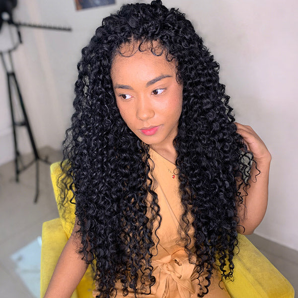 Deep Wave Soft Seamless Crochet Hair Natural Black Human Hair Extension