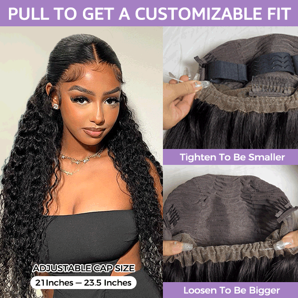 TikTok Viral Water Wave Invisi-Drawstring Bleached Knots Lace Frontal Wear Go 360 Glueless Wig