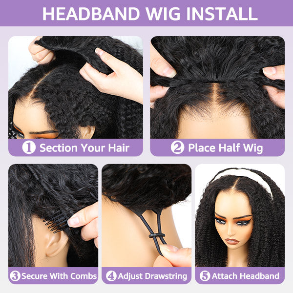 3 In 1 Half Wig | Glueless Invisible Water Wave Half Wig Flip Over Human Hair Wig