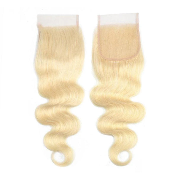 Body Wave 613 Blonde Color Bundles with 4x4 Lace Closure Human Virgin Hair