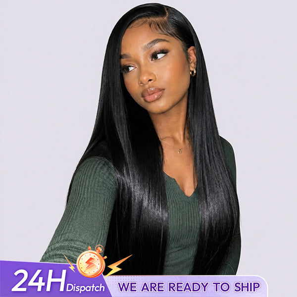 24h Shipping | Silk Straight Glueless Pre-Bleached Knots With Drawstring 13x6 Lace Frontal Wear Go Wig