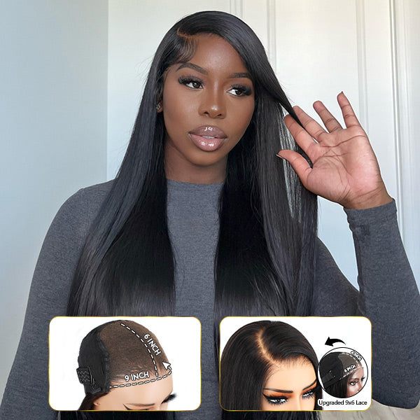 OQ HAIR Straight Wear Go Glueless Wigs Bleached Knots Pre Cut Lace Natural Looking Human Hair Wig
