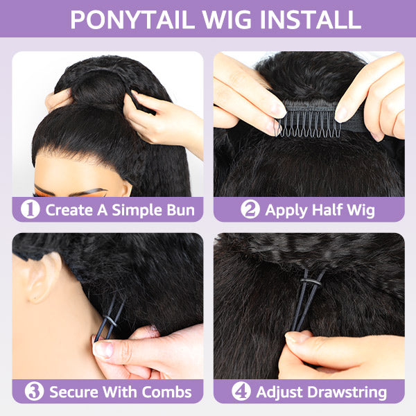 3 In 1 Half Wig | Afro Curly Flexible Fit Half Wig With Drawstring Natural Hairline Beginner Friendly