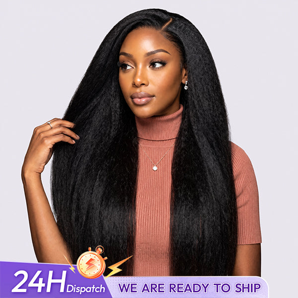 24H Shipping | 3 In 1 Half Wig Easy Wear Kinky Straight Wear Go Half Wig Snug Fit