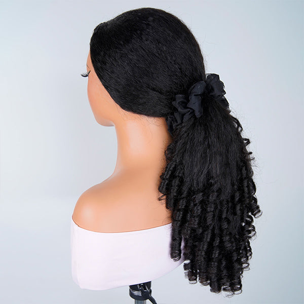 OQ HAIR M-Cap Kinky Straight Burmese Curly Pre Cut 9x6 Lace Wear Go Glueless Wigs With Drawstring