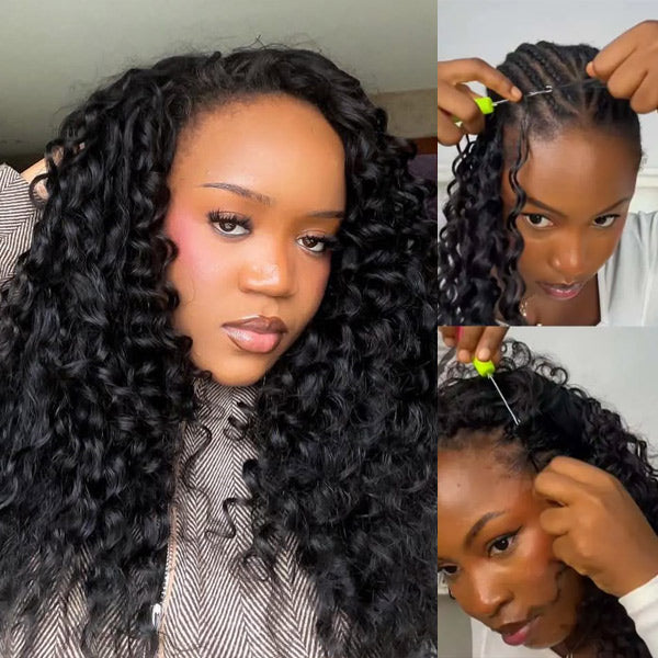 Deep Wave Soft Seamless Crochet Hair Natural Black Human Hair Extension