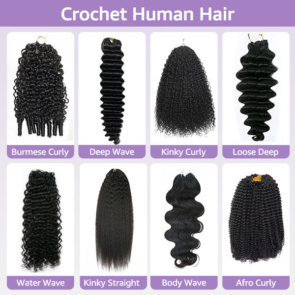 OQ HAIR Low-Maintenance Feather Crochet Human Hair All Hair Textures Boho Hair Braids Friendly