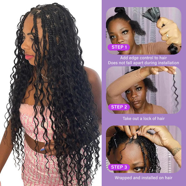 Deep Wave Highlight Ombre Color Bulk Human Hair Knotless Boho Braids Virgin No Weft Extensions 1/3/5 Packs