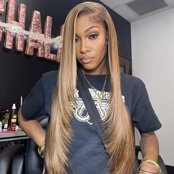 highlight ombre layered human hair wig