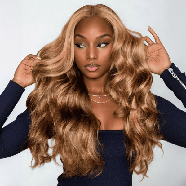 OQ HAIR Honey Blonde #27 Body Wave 7x5 Lace Full Density Long 26 Inches Wear Go Wig