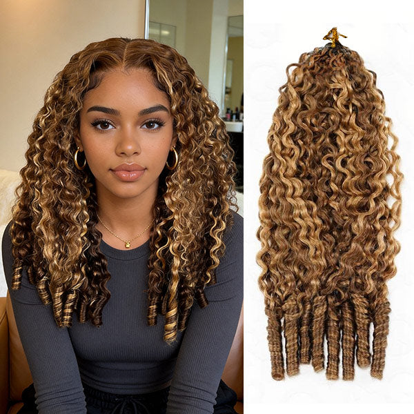 OQ HAIR Highlight 4/27 Burmese Curly Crochet Human Hair With Miracle Knots for Easy Install