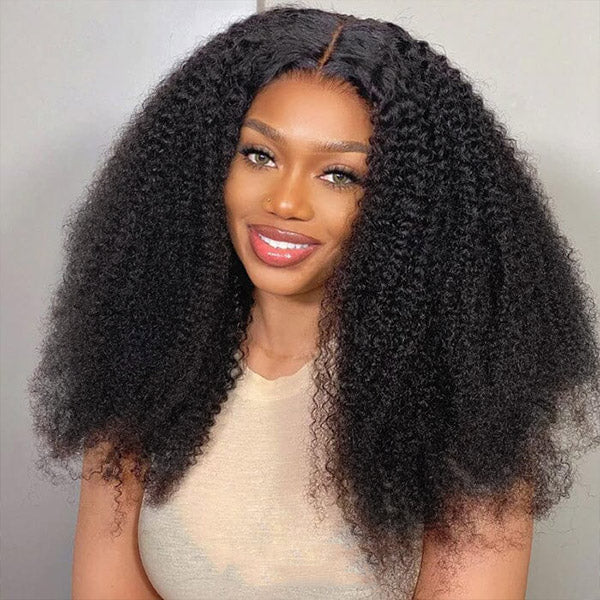 Afro Curly Glueless Wig Bleached Knots Elastic Drawstring 13x4 13x6 HD Lace Frontal Wig With Natural Hairline