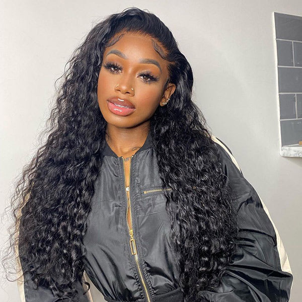 OQ HAIR Water Wave Glueless Wig Bleached Knots 13x6 HD Lace Frontal Elastic Drawstring Wear Go Wig
